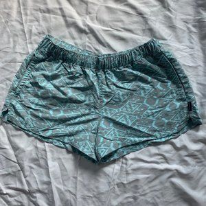 Patagonia Womens Barely Baggies Shorts Grey Blue Patterned Small
